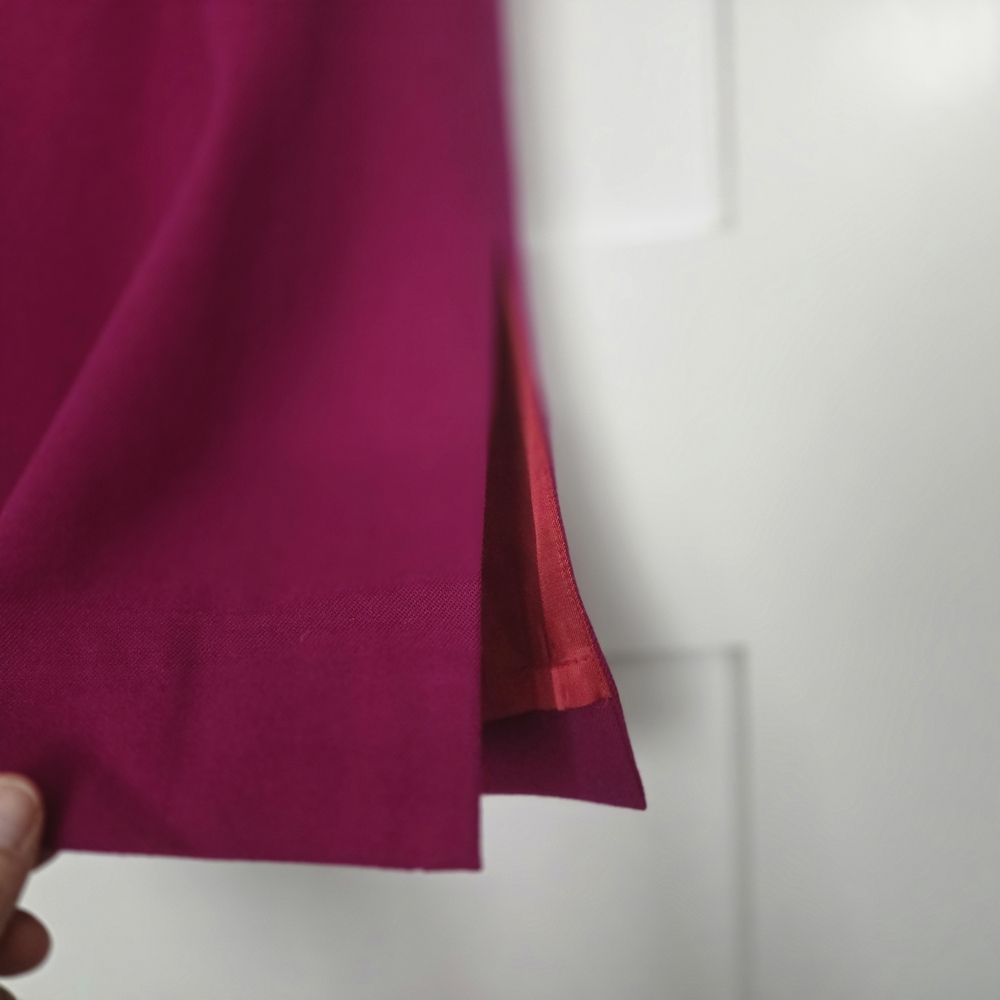 Vintage Albert Chan Magenta Pencil Midi Skirt With Side Slit Size 6 100% Wool - Picture 5 of 13